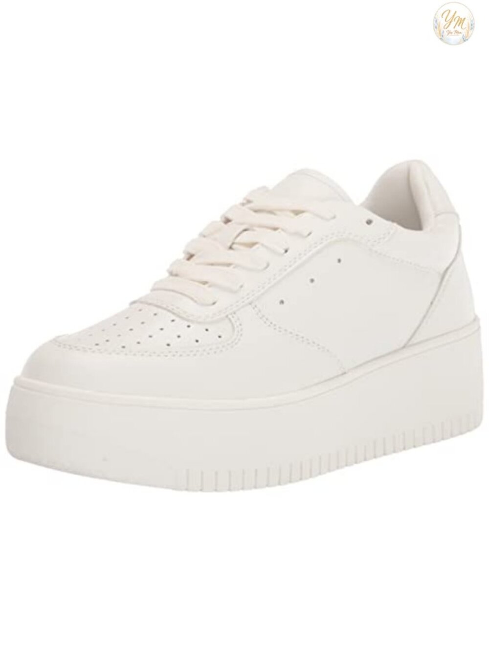 Vegan Leather Platform Sneakers 2" Heel Lace-Up Round Toe